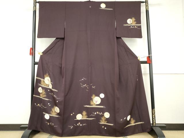 平和屋着物●京の名門　じゅらく謹製　帝王紫　訪問着　駒刺繍　雪輪花松文　金糸　金彩　正絹　逸品　AABH7268cs