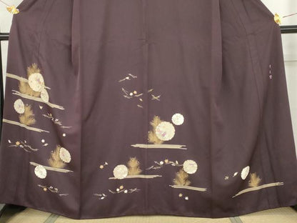 平和屋着物●京の名門　じゅらく謹製　帝王紫　訪問着　駒刺繍　雪輪花松文　金糸　金彩　正絹　逸品　AABH7268cs