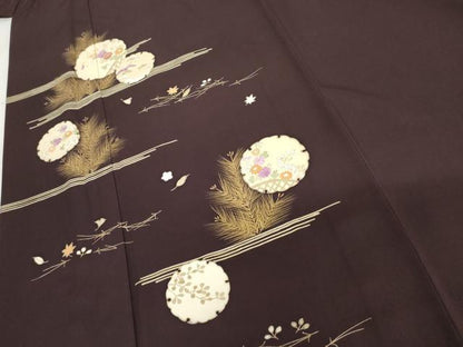 平和屋着物●京の名門　じゅらく謹製　帝王紫　訪問着　駒刺繍　雪輪花松文　金糸　金彩　正絹　逸品　AABH7268cs