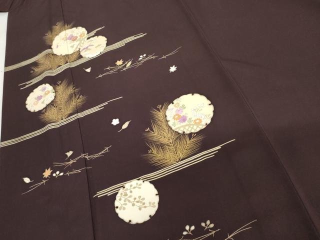 平和屋着物●京の名門　じゅらく謹製　帝王紫　訪問着　駒刺繍　雪輪花松文　金糸　金彩　正絹　逸品　AABH7268cs