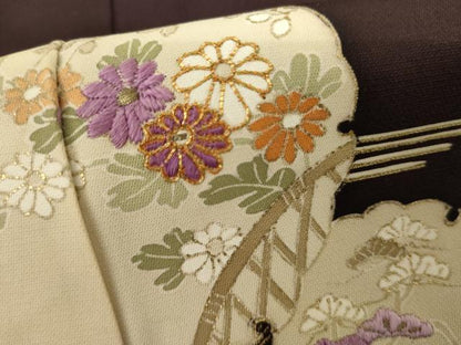 平和屋着物●京の名門　じゅらく謹製　帝王紫　訪問着　駒刺繍　雪輪花松文　金糸　金彩　正絹　逸品　AABH7268cs
