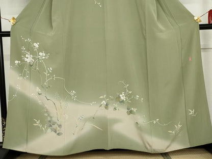 平和屋着物●訪問着　友禅　作家物　伸　枝花文　暈し染め　正絹　逸品　AABH7269cs