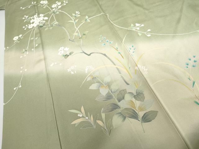 平和屋着物●訪問着　友禅　作家物　伸　枝花文　暈し染め　正絹　逸品　AABH7269cs 平和屋着物○訪問着 友禅 作家物 伸 枝花文 暈し染め 正絹 逸品