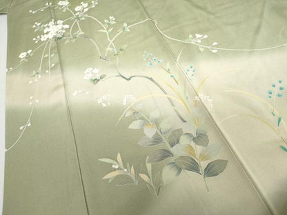 平和屋着物●訪問着　友禅　作家物　伸　枝花文　暈し染め　正絹　逸品　AABH7269cs