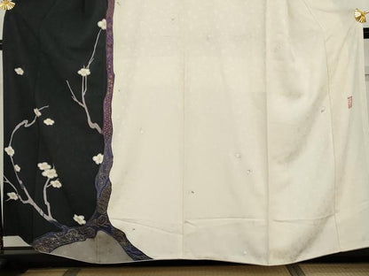 平和屋着物●中村玉緒　訪問着　枝梅文　金彩　正絹　逸品　AABH7272cs