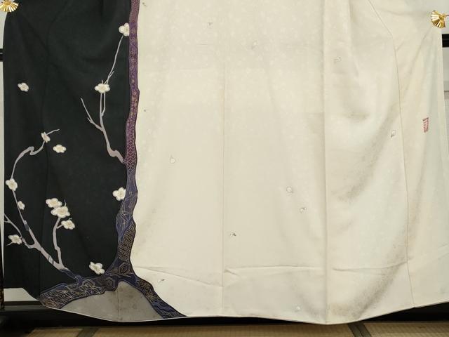 平和屋着物●中村玉緒　訪問着　枝梅文　金彩　正絹　逸品　AABH7272cs