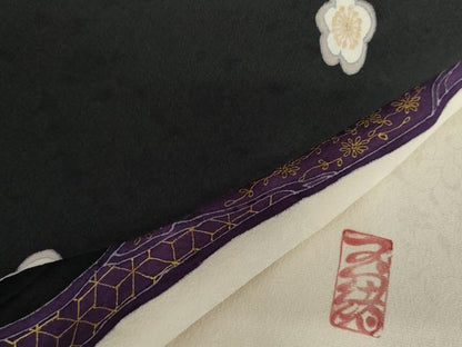 平和屋着物●中村玉緒　訪問着　枝梅文　金彩　正絹　逸品　AABH7272cs