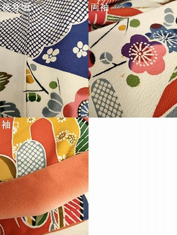 平和屋着物●豪華振袖　紅型　梅松風景文　正絹　逸品　AABH7274cs