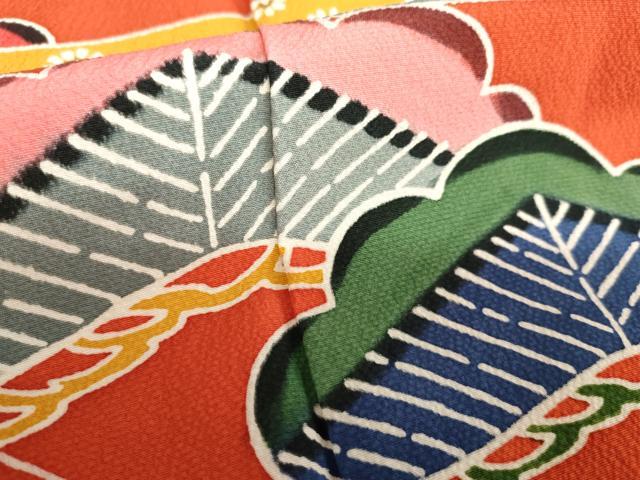 平和屋着物●豪華振袖　紅型　梅松風景文　正絹　逸品　AABH7274cs