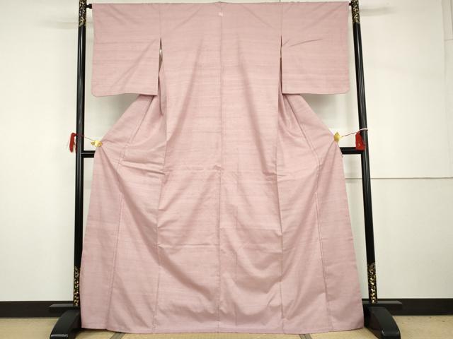 平和屋着物○結城紬 色無地 撫子色 正絹 逸品 AABH7275cs