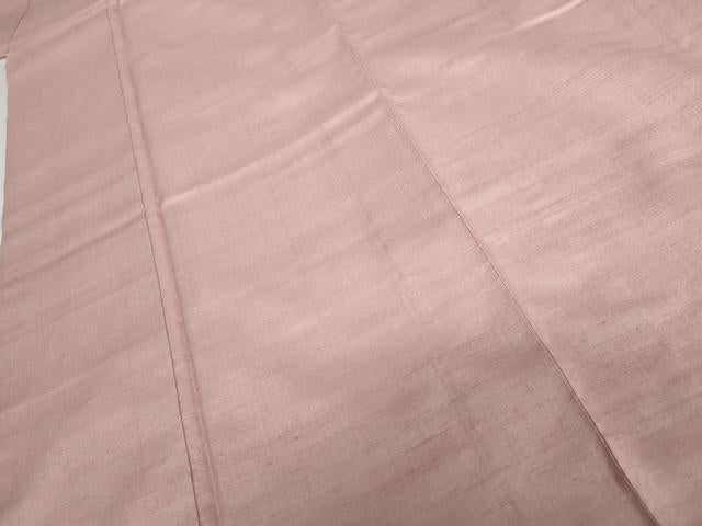 平和屋着物●結城紬　色無地　撫子色　正絹　逸品　AABH7275cs
