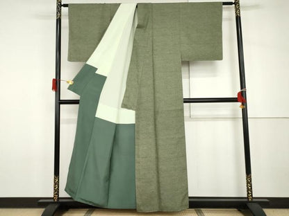 平和屋着物●上質な紬　梶の葉　正絹　逸品　未使用　AABH7277cs