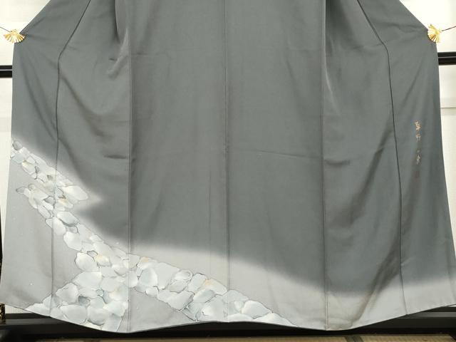 平和屋着物●染色作家　草野一騎　訪問着　石畳文　暈し染め　金彩　正絹　逸品　AABH7278cs 平和屋着物○染色作家 草野一騎 訪問着 枝花文 暈し染め
