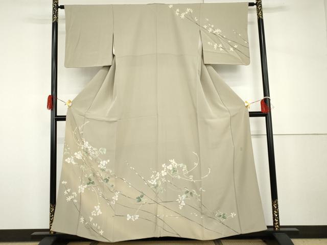 平和屋着物●京加賀糸目友禅作家　山崎巌　訪問着　枝花文　暈し染め　正絹　逸品　AABH7280cs