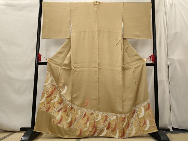 平和屋着物■豪華色留袖 作家物 駒刺繍 飛鶴文 金彩 正絹 逸品 AABH7285st