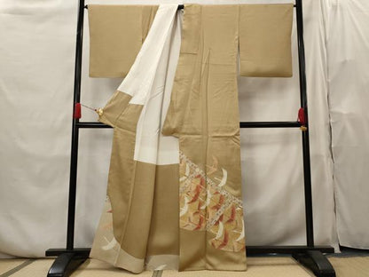 平和屋着物■豪華色留袖 作家物 駒刺繍 飛鶴文 金彩 正絹 逸品 AABH7285st