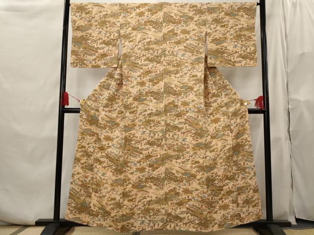 平和屋着物■上質な小紋 人物風景文 正絹 逸品 AABH7292st