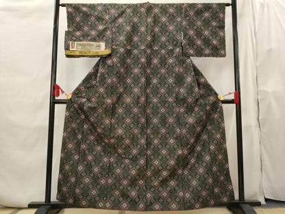 平和屋着物■本場村山大島紬 花尽し 証紙付き 正絹 逸品 AABH7295st