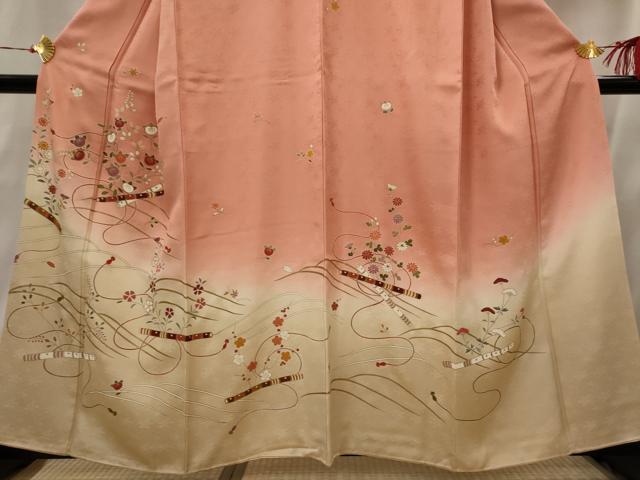 平和屋着物■訪問着 駒刺繍 楽器花文 暈し染め 金彩 正絹 逸品 AABH7298st