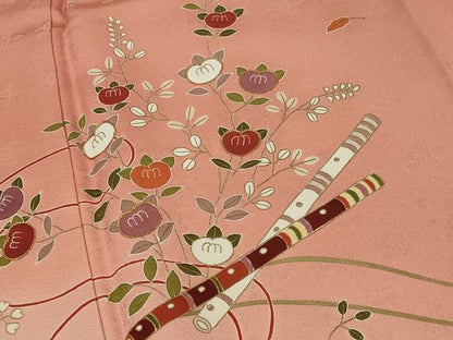平和屋着物■訪問着 駒刺繍 楽器花文 暈し染め 金彩 正絹 逸品 AABH7298st