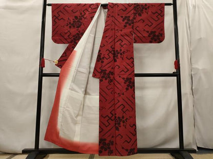 平和屋着物■上質な紬 草花文 正絹 逸品 AABH7301st