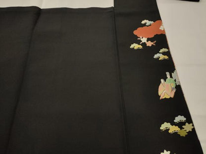 平和屋着物■豪華黒留袖　人物風景文　金彩　正絹　逸品　AABH7319st