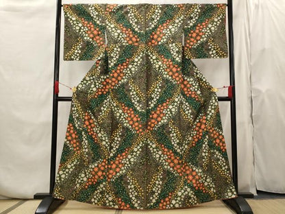 平和屋着物■上質な紬　草花文　正絹　逸品　AABH7322st