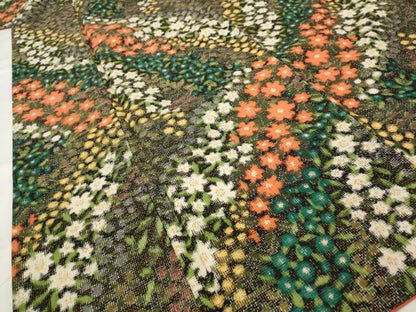 平和屋着物■上質な紬　草花文　正絹　逸品　AABH7322st