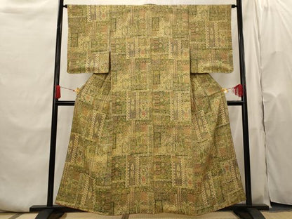 平和屋着物■上質な小紋 更紗花文 正絹 逸品 未使用 AABH7330st