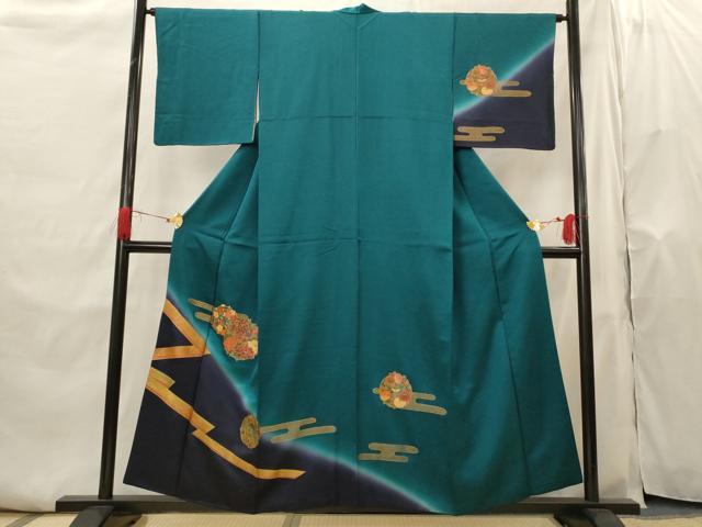 平和屋着物■訪問着 エ霞花丸文 暈し染め 金彩 正絹 逸品 AABH7332st