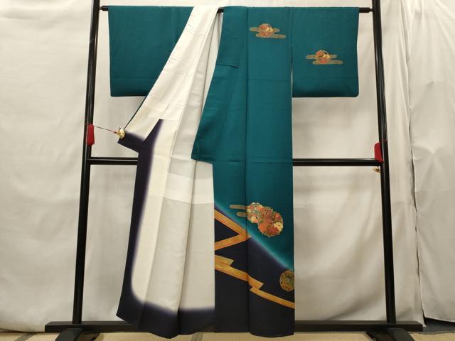 平和屋着物■訪問着 エ霞花丸文 暈し染め 金彩 正絹 逸品 AABH7332st