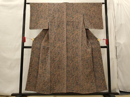 平和屋着物■上質な小紋 風景文 鬼しぼ縮緬 正絹 逸品 未使用 AABH7333st