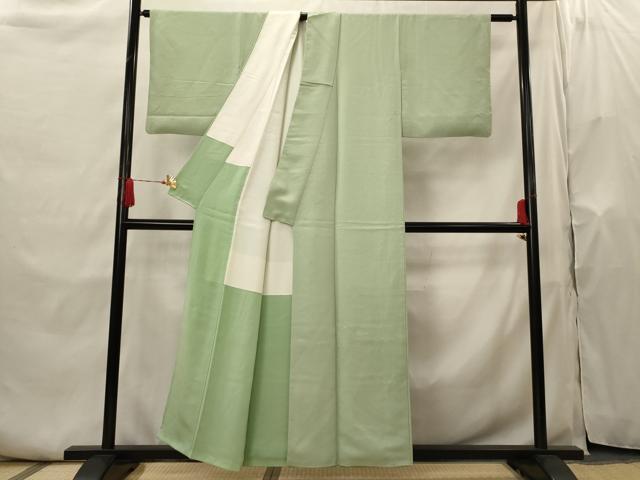 平和屋着物■無地絵羽訪問着 風景地紋 薄浅葱色 金糸 正絹 逸品 AABH7334st