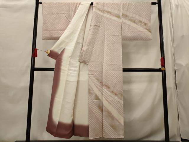 平和屋着物■訪問着　絞り　刺繍　草花文　金銀彩　正絹　逸品　AABH7337st