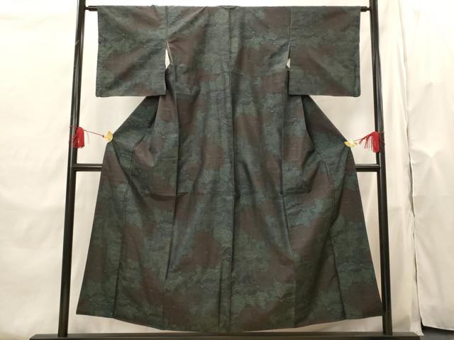 平和屋着物■本場大島紬 草花文 正絹 逸品 AABH7338st
