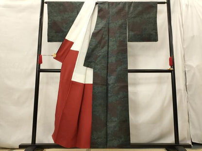 平和屋着物■本場大島紬 草花文 正絹 逸品 AABH7338st