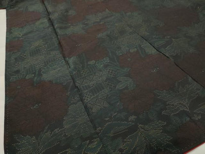 平和屋着物■本場大島紬 草花文 正絹 逸品 AABH7338st