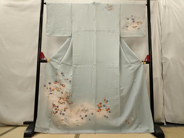 平和屋着物■訪問着　草花文　暈し染め　金彩　ロング丈　正絹　逸品　AABH7339st