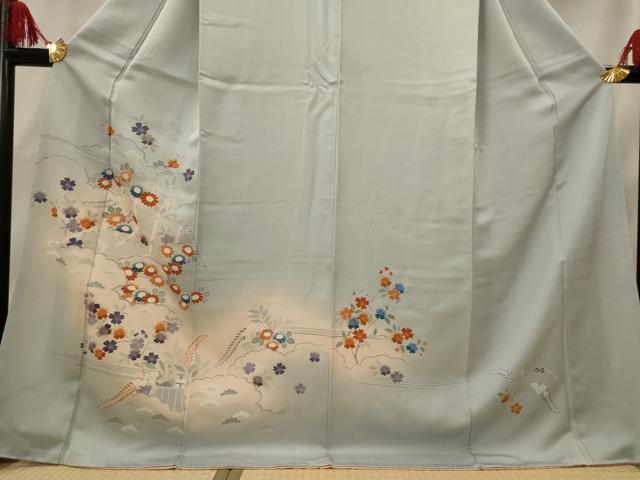平和屋着物■訪問着　草花文　暈し染め　金彩　ロング丈　正絹　逸品　AABH7339st