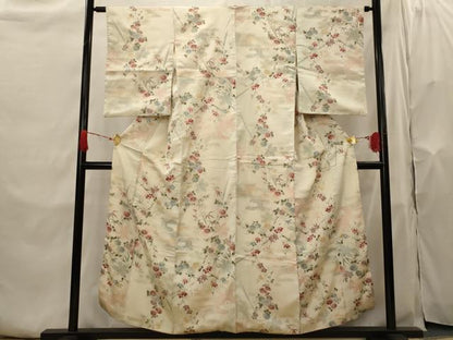 平和屋着物■上質な小紋 草花文 暈し染め 金通し地 正絹 逸品 AABH7352st