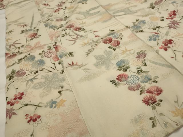 平和屋着物■上質な小紋 草花文 暈し染め 金通し地 正絹 逸品 AABH7352st