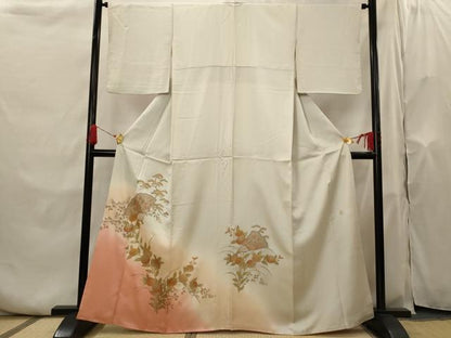 平和屋着物■訪問着　作家物　螺鈿　扇面花文　暈し染め　金彩　正絹　逸品　AABH7354st