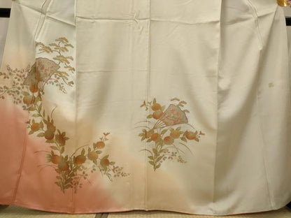 平和屋着物■訪問着　作家物　螺鈿　扇面花文　暈し染め　金彩　正絹　逸品　AABH7354st