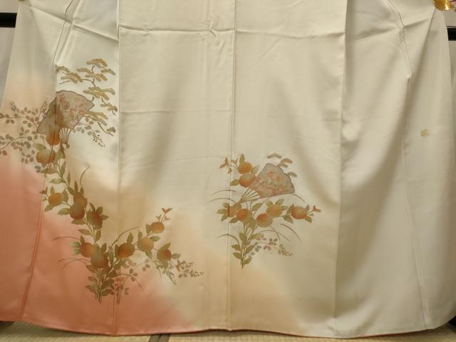 平和屋着物■訪問着　作家物　螺鈿　扇面花文　暈し染め　金彩　正絹　逸品　AABH7354st