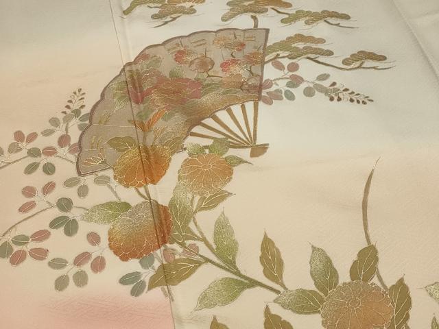 平和屋着物■訪問着　作家物　螺鈿　扇面花文　暈し染め　金彩　正絹　逸品　AABH7354st