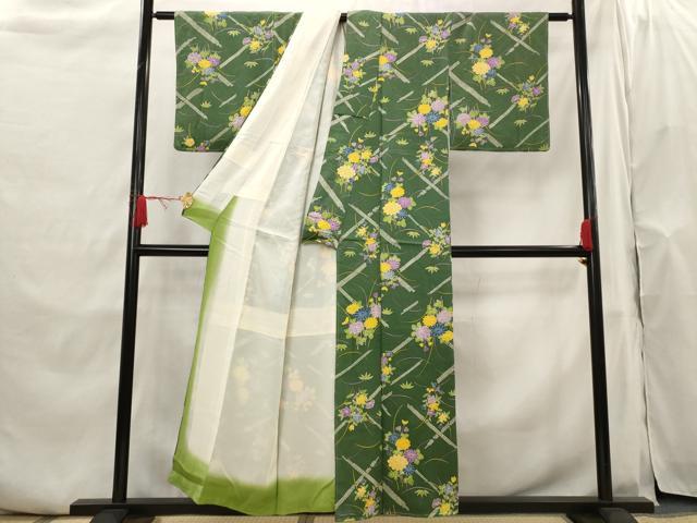 平和屋着物■上質な小紋 草花文 正絹 逸品 AABH7356st