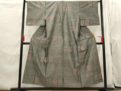 平和屋着物■本場村山大島紬 幾何学文様 正絹 逸品 AABH7358st