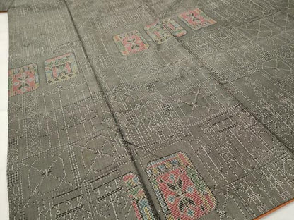 平和屋着物■本場村山大島紬 幾何学文様 正絹 逸品 AABH7358st
