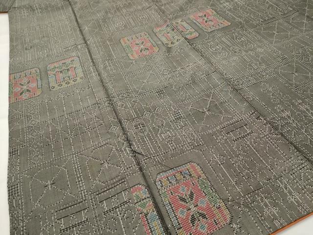 平和屋着物■本場村山大島紬 幾何学文様 正絹 逸品 AABH7358st