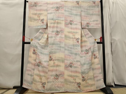 平和屋着物■上質な小紋 御所車花文 暈し染め 金銀彩 正絹 逸品 AABH7366st